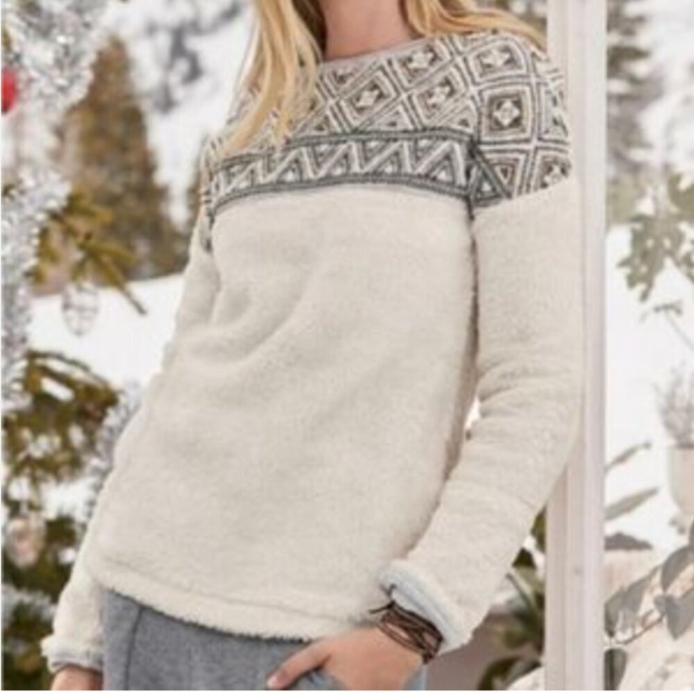 SUNDANCE S Bohemian Embroidered Haven Thick Fuzzy Sweater Pullover Women's Small